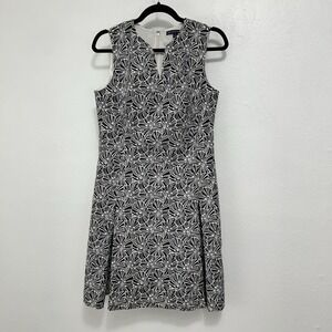 Brooks Brothers Women Black/White Floral Sleeveless Sheath Dress Back Zip Size 8